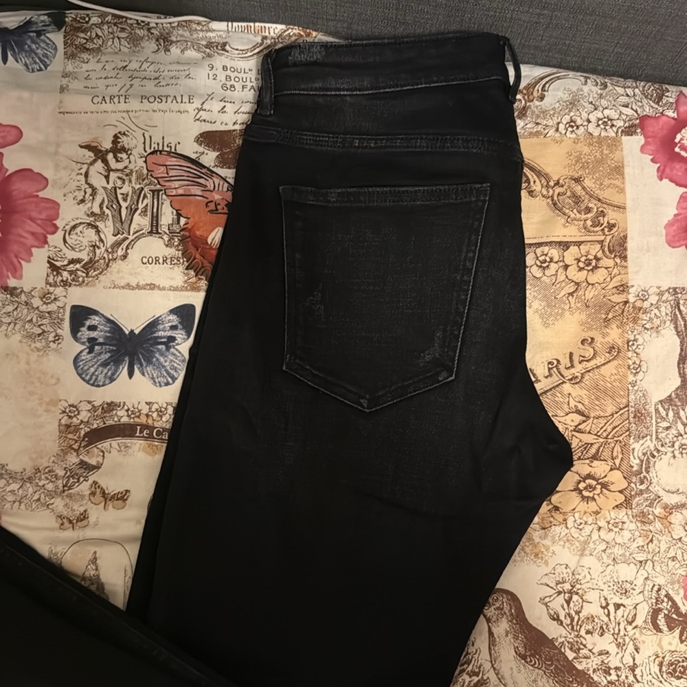 Black Distressed Denim Jeans Zara W 32 L29 perfect condition